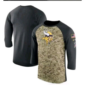 NIKE Minnesota Vikings Salute to Service 2017 Sideline Performance 3/4 Sleeve 2X